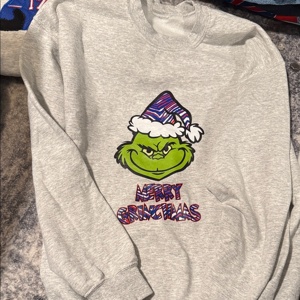 Buffalo bills Gray Grinch Sweatshirt with Festive Hat